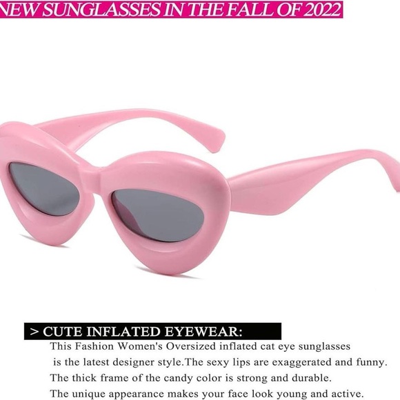 Fashion Inflated Cat-eye Oversized Frame Sexy Lip Candy Glasses Trendy Designer - Picture 7 of 8